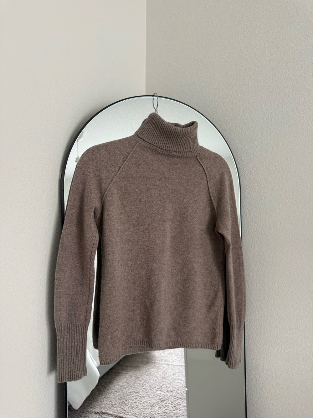Forte Cashmere Taupe Ribbed Turtleneck Sweater